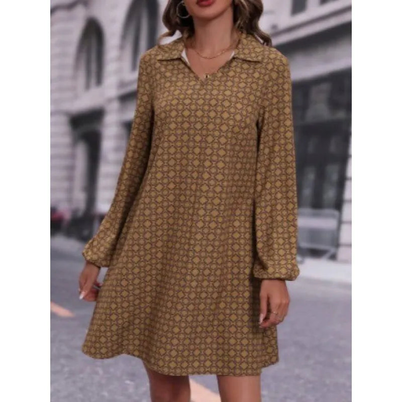 Hazel | Langärmeliges bedrucktes Kleid