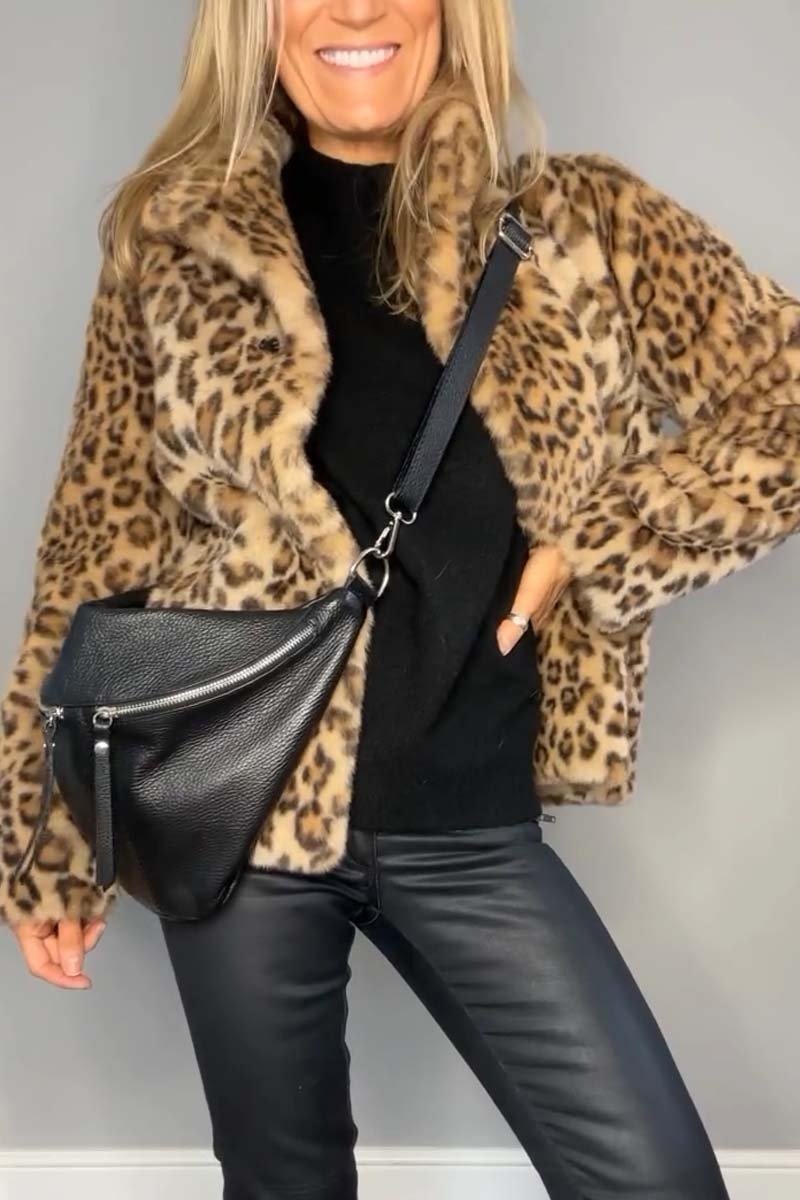 ChicFur™ - Modischer Wintermantel mit Leoparden-Revers für Damen