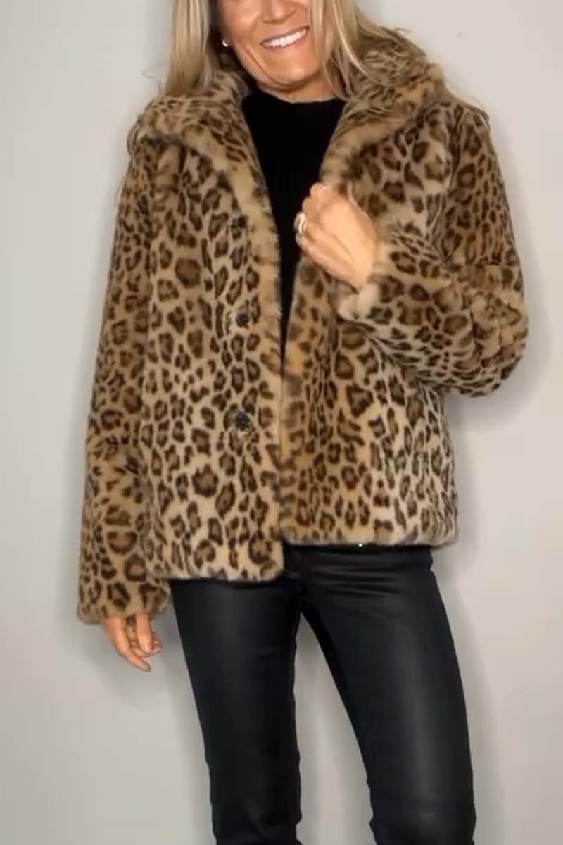 ChicFur™ - Modischer Wintermantel mit Leoparden-Revers für Damen