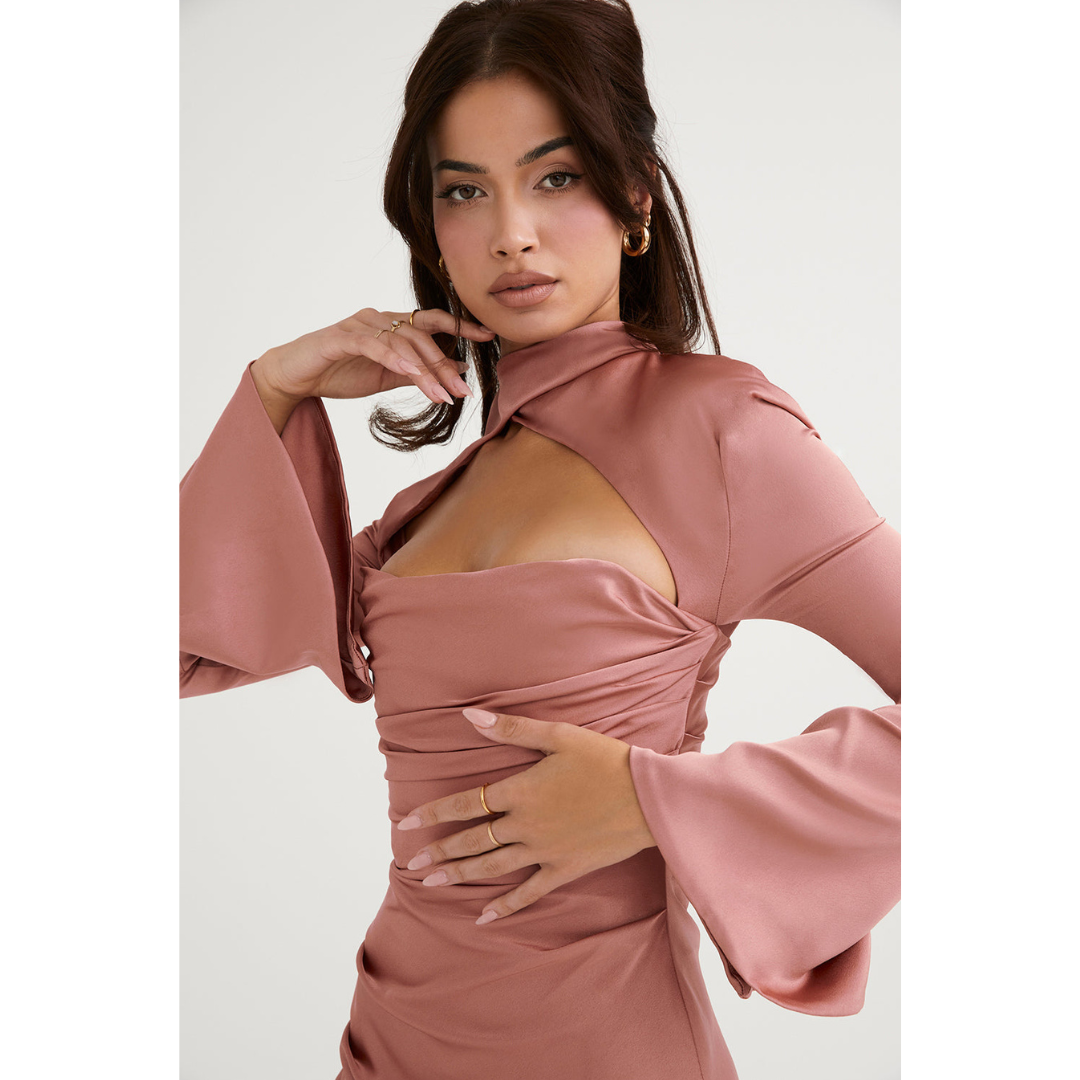 Damen Ausschneiden Langarm Kleid | Mini