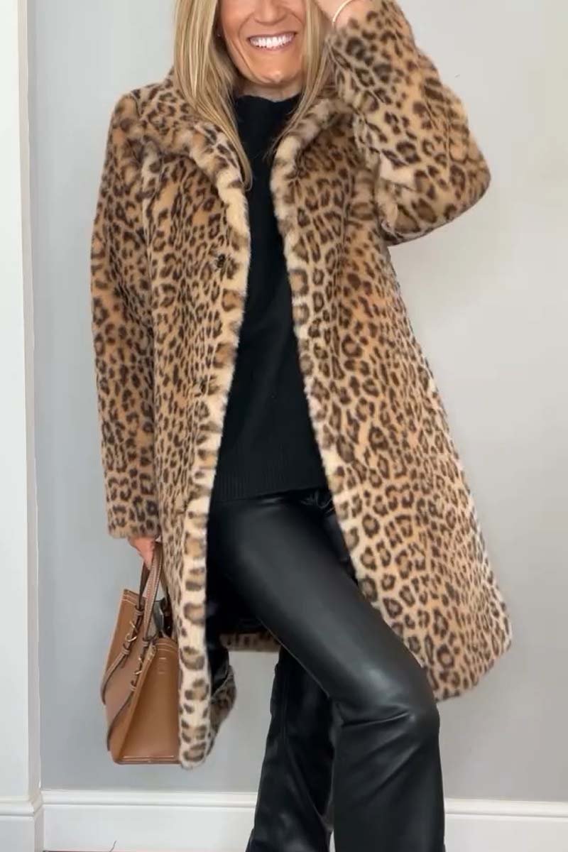 ChicFur™ - Modischer Wintermantel mit Leoparden-Revers für Damen