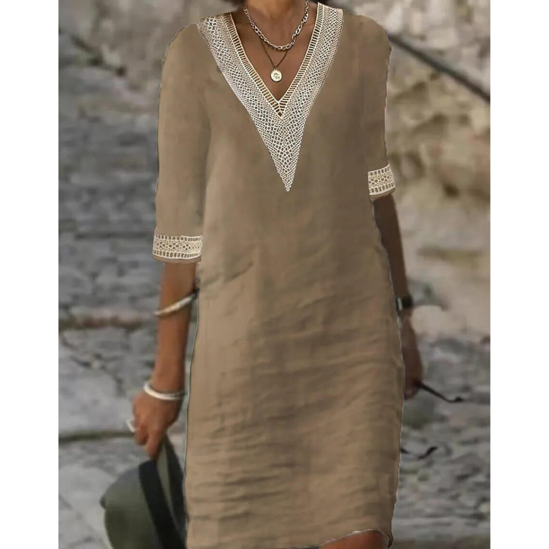 Damen V Ausschnitt Elegante Kleid | Midi