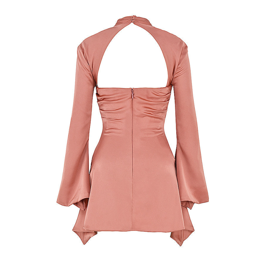Damen Ausschneiden Langarm Kleid | Mini