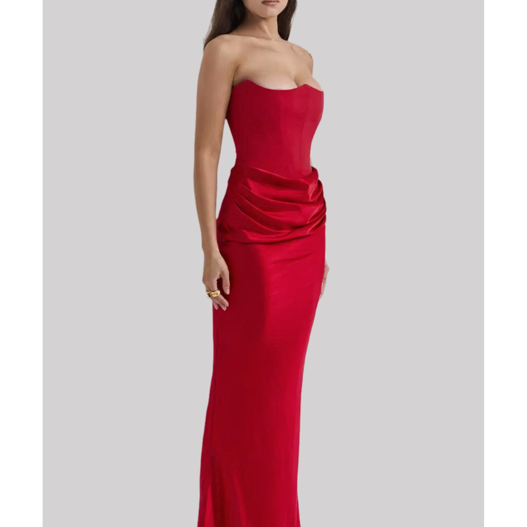 Damen Bandeau Elegant Kleid | Maxi