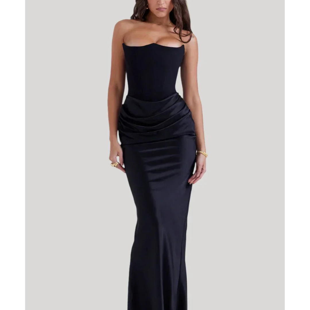 Damen Bandeau Elegant Kleid | Maxi
