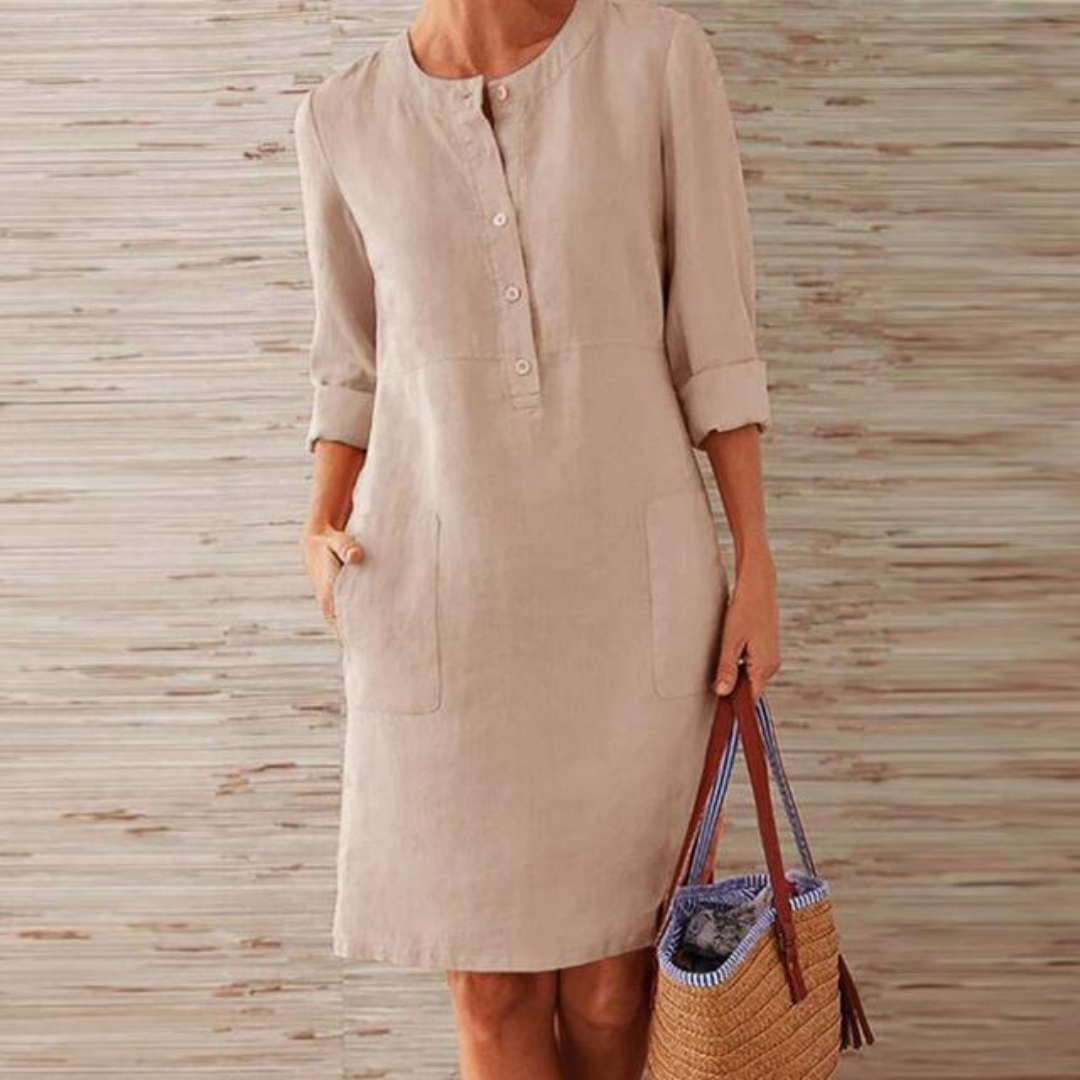 Damen Langarm Bequeme Kleid | Midi