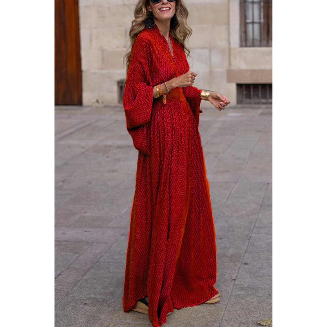 Damen Geometrisch Gemustertes Fledermausärmeln Kleid | Maxi