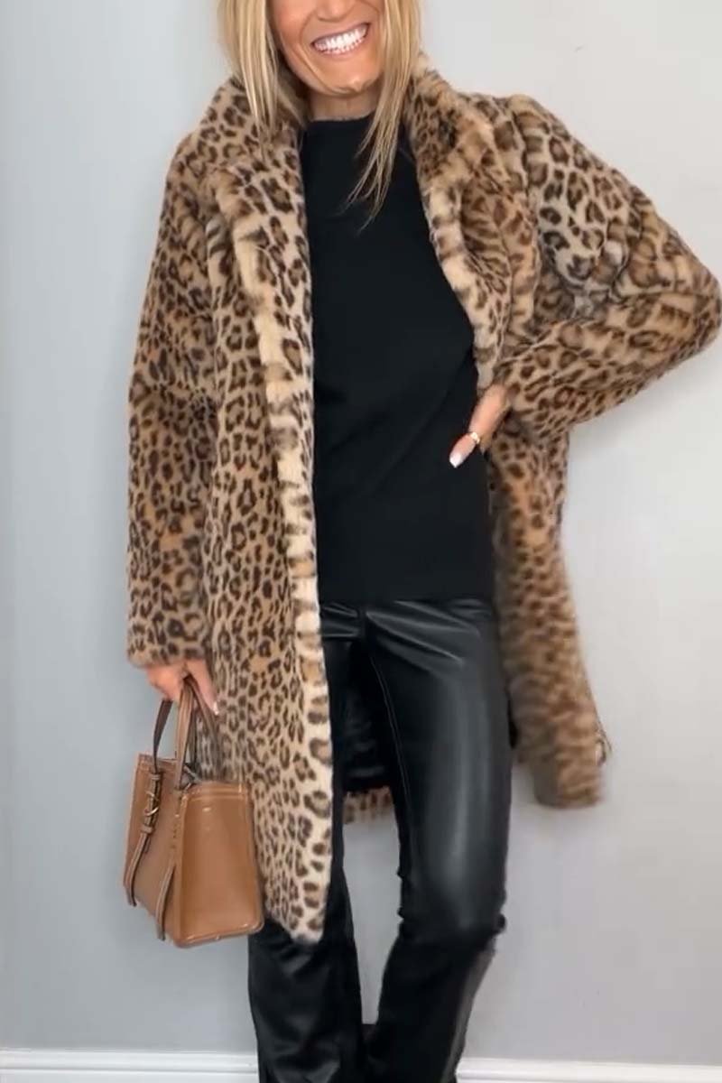 ChicFur™ - Modischer Wintermantel mit Leoparden-Revers für Damen