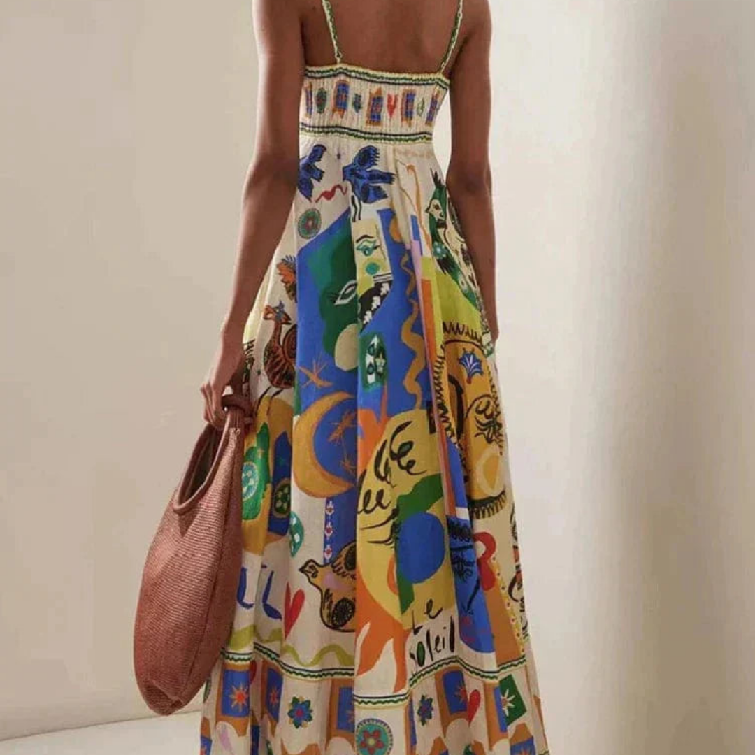 Damen Bedrucktes Sphagetti Bedrucktes Sommer Kleid | Maxi