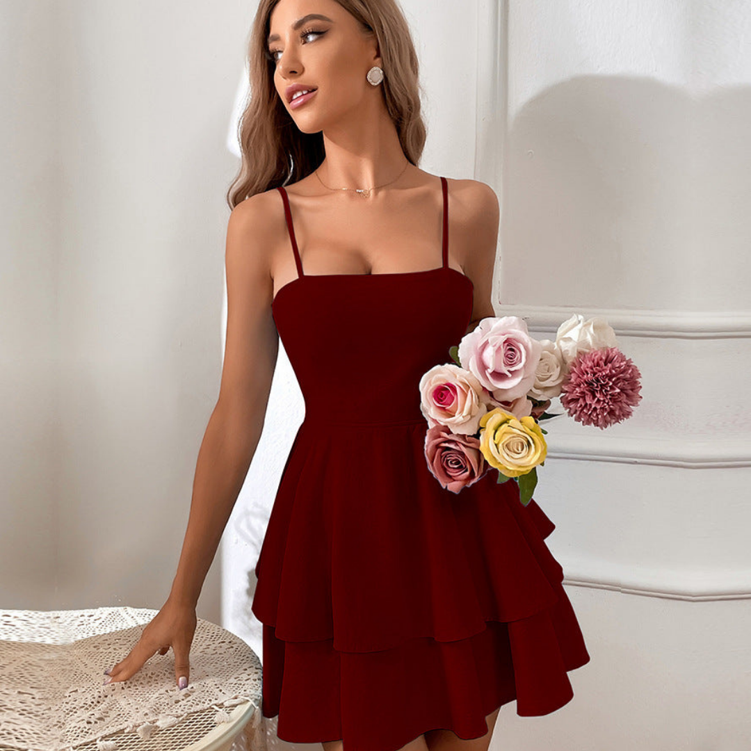 Damen Spaghetti Träger Slip Kleid | Mini