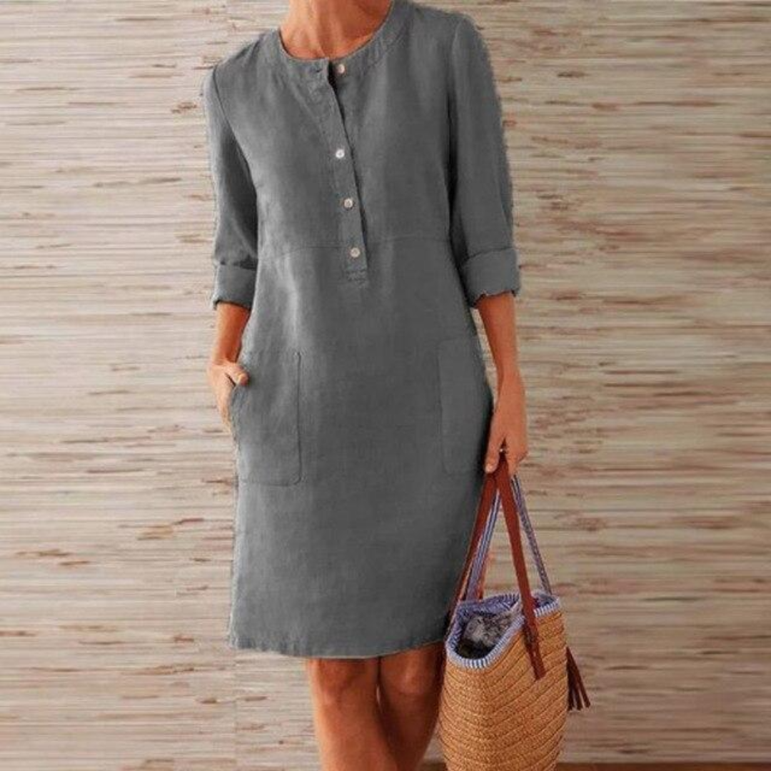 Damen Langarm Bequeme Kleid | Midi