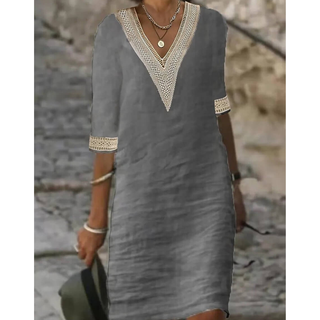 Damen V Ausschnitt Elegante Kleid | Midi