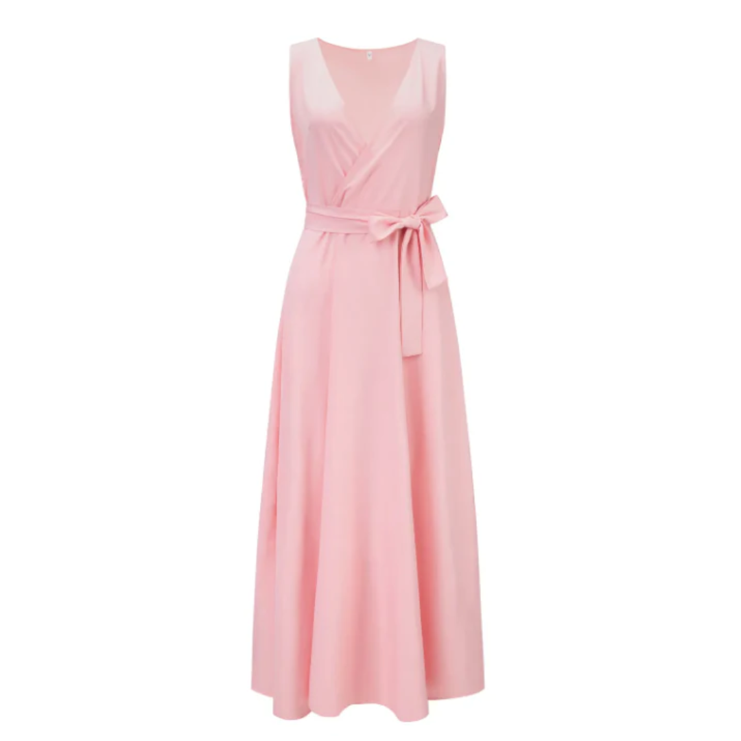 Damen V-Ausschnitt Ärmelloses Kleid | Maxi