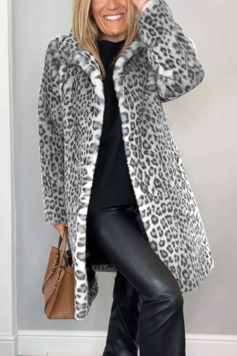 ChicFur™ - Modischer Wintermantel mit Leoparden-Revers für Damen