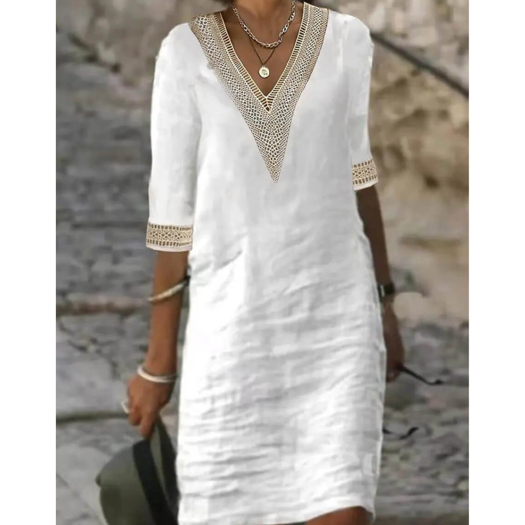 Damen V Ausschnitt Elegante Kleid | Midi