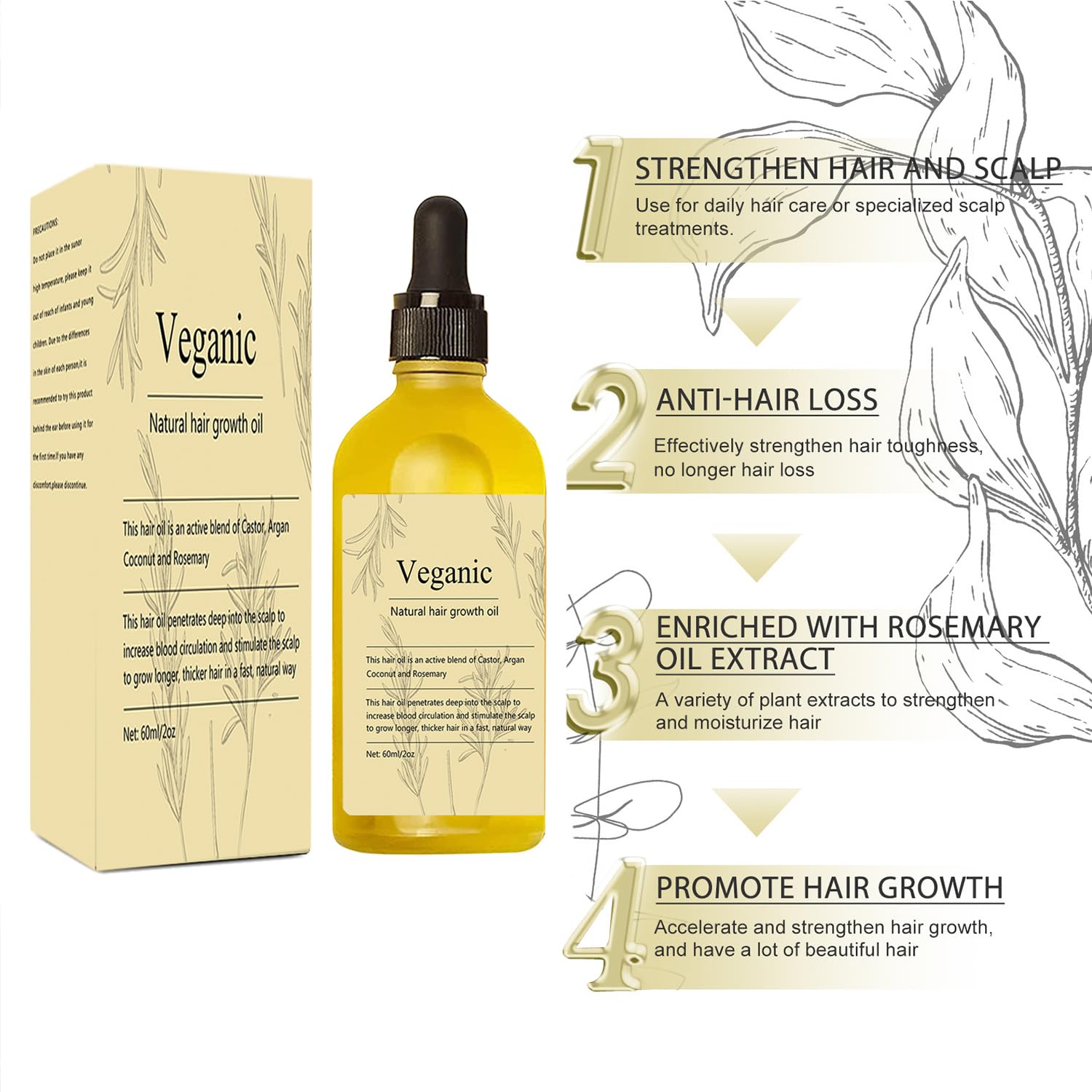 1+1 GRATIS | Veganic™ - 100% Natürliches Vegan Haarwuchsöl