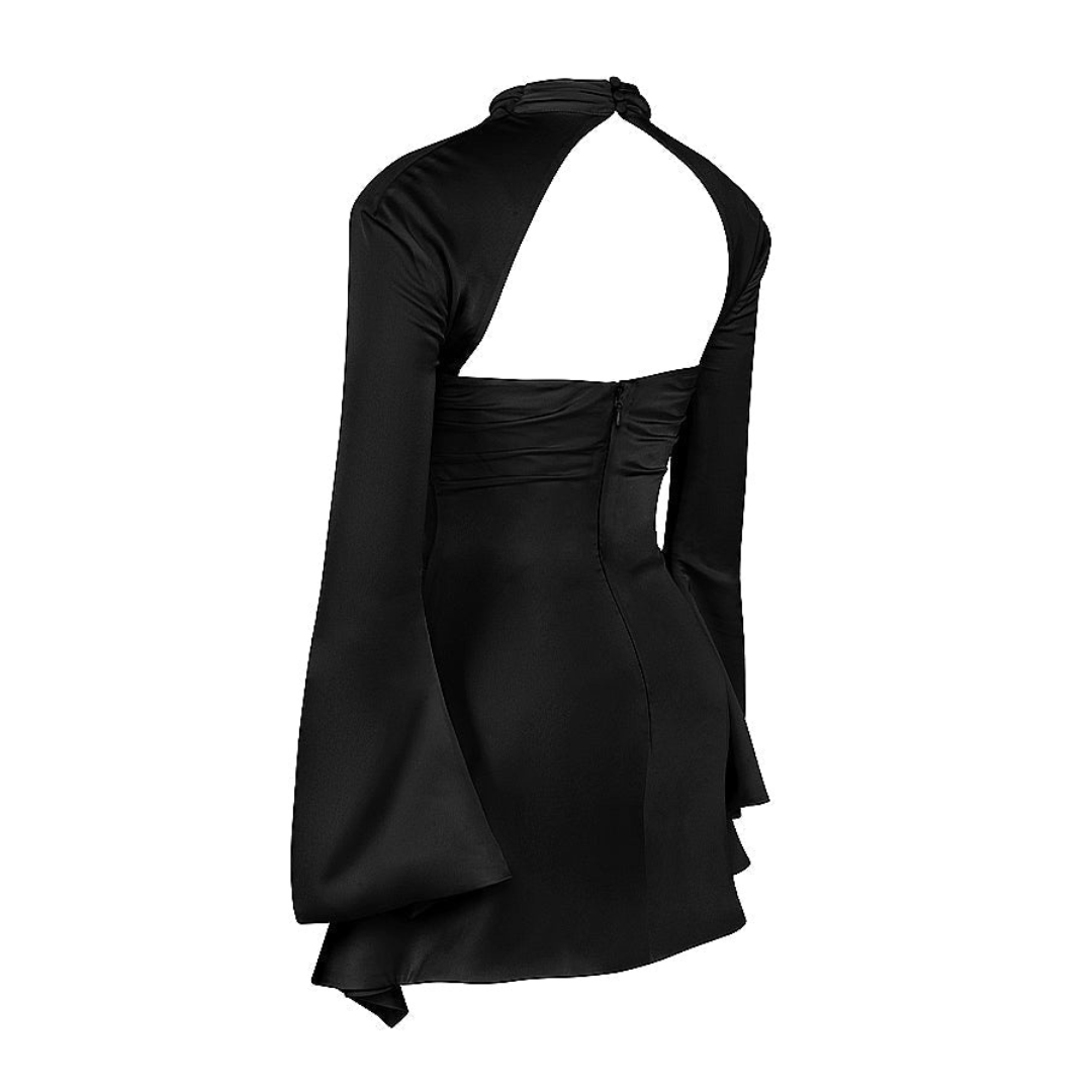 Damen Ausschneiden Langarm Kleid | Mini