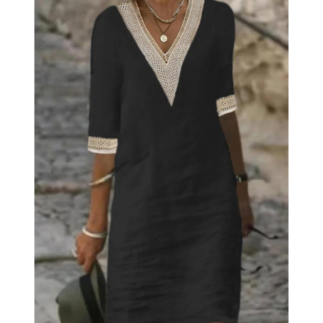 Damen V Ausschnitt Elegante Kleid | Midi