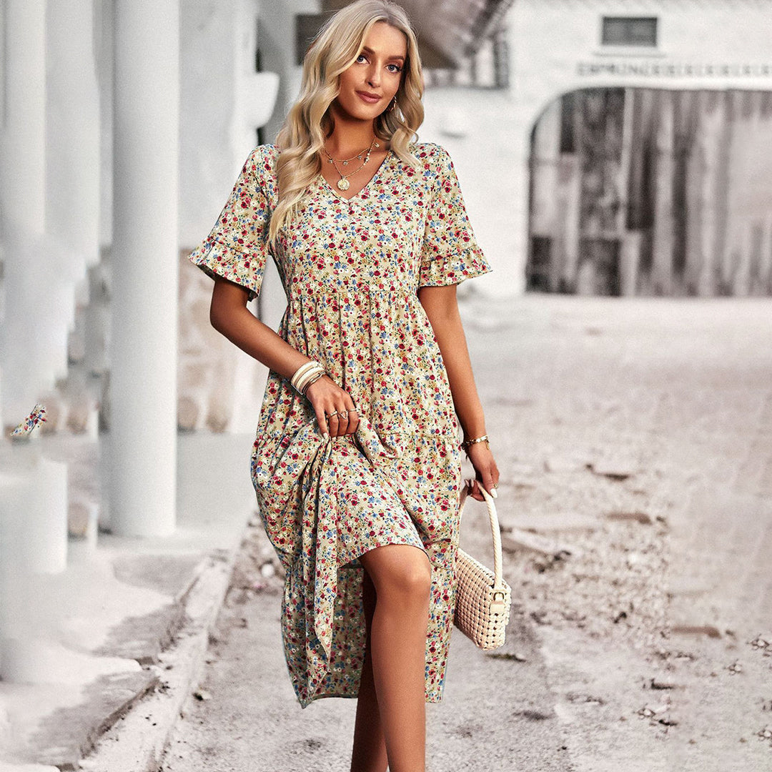 Ebba | Damen Florales Midikleid