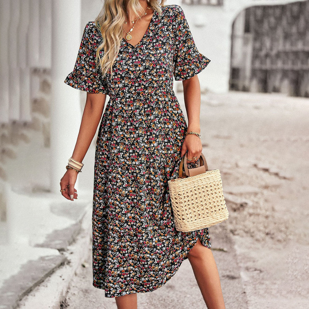 Ebba | Damen Florales Midikleid