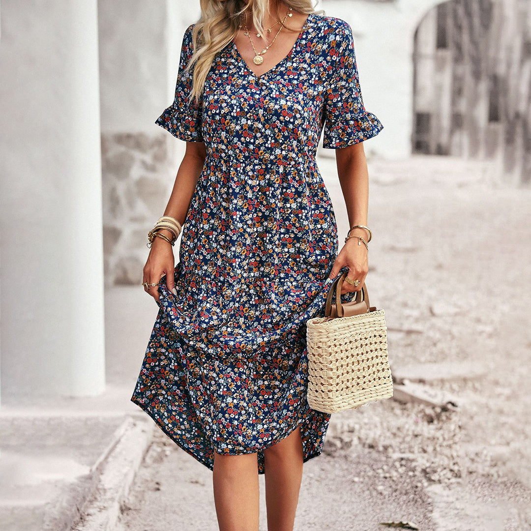 Ebba | Damen Florales Midikleid