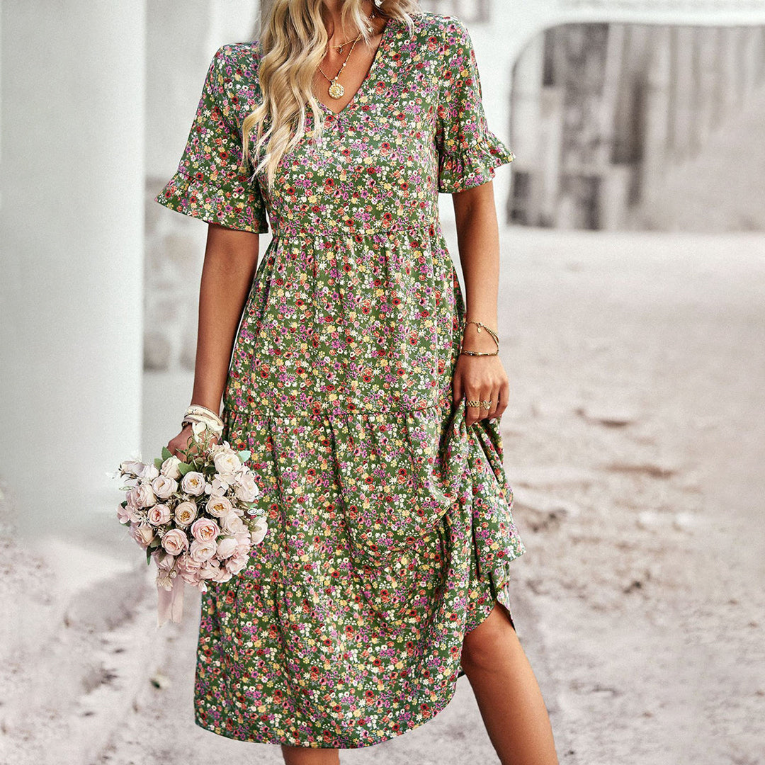 Ebba | Damen Florales Midikleid