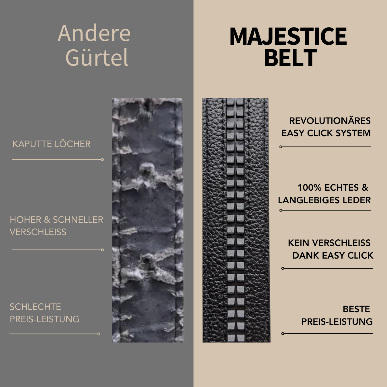 Majestice Belt™ | Easy-Click Automatik Ledergürtel | 1+1 Gratis!