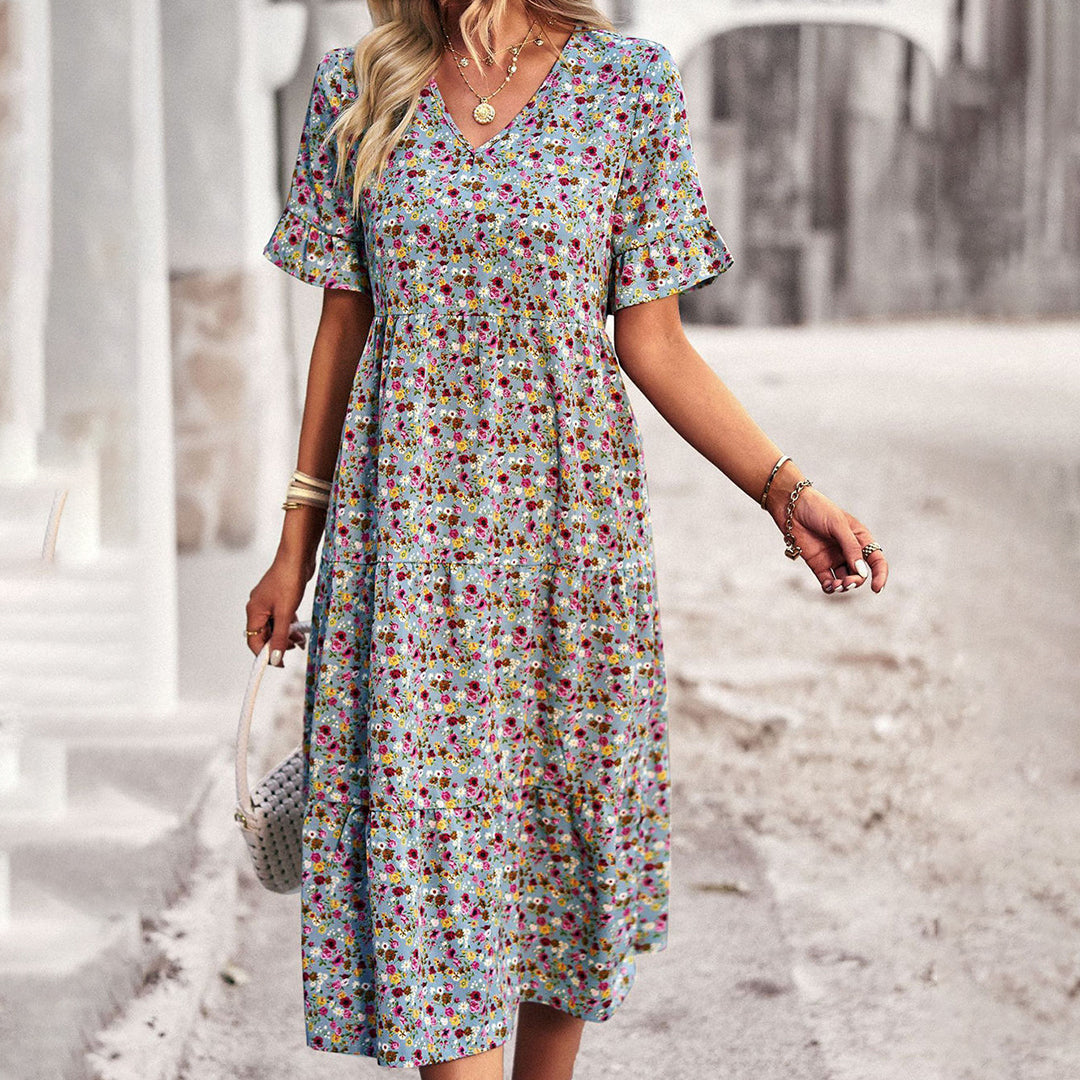 Ebba | Damen Florales Midikleid