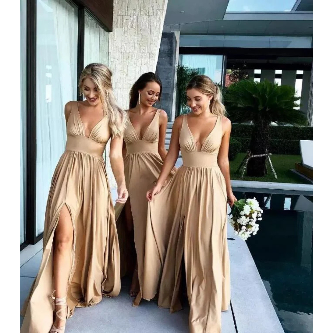 Damen V Ausschnitt Schlitz Kleid | Maxi