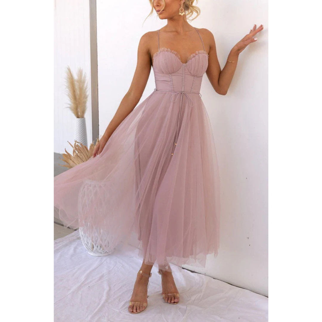 Damen Elegante Spaghettiträgern Kleid | Maxi