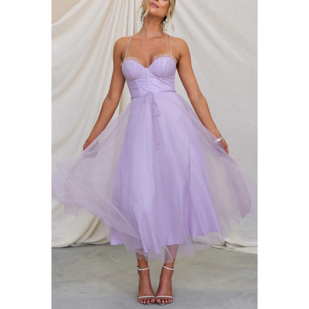 Damen Elegante Spaghettiträgern Kleid | Maxi