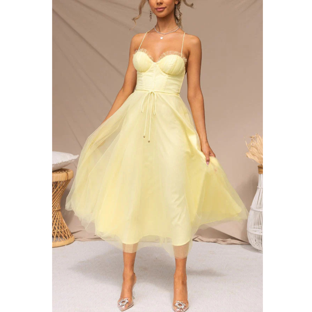 Damen Elegante Spaghettiträgern Kleid | Maxi