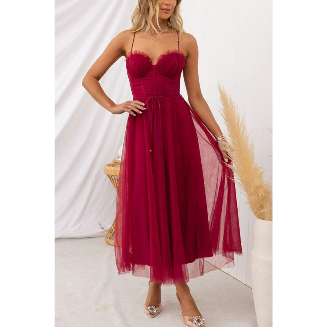 Damen Elegante Spaghettiträgern Kleid | Maxi