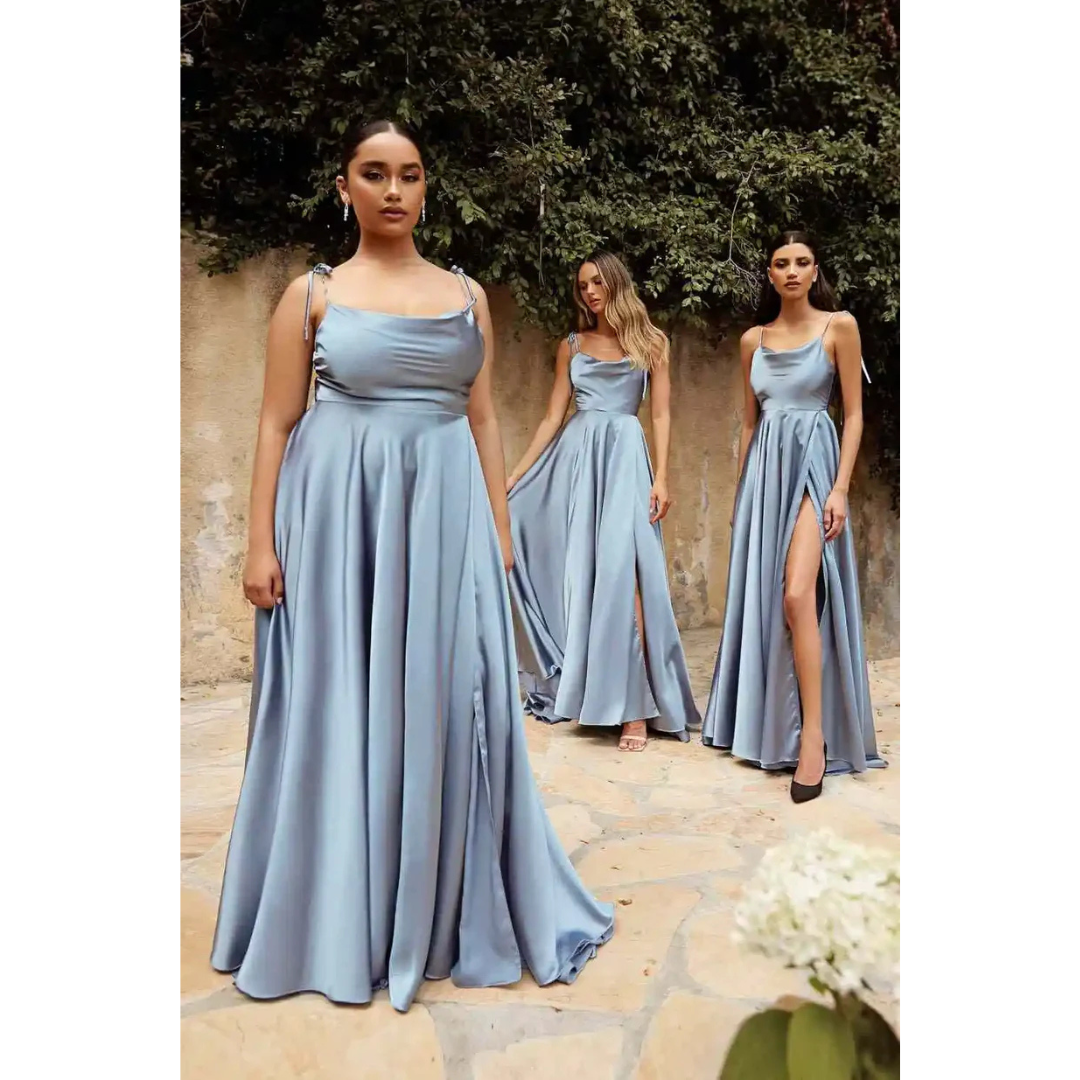 Damen Spaghetti Träger mit hohem Schlitz Kleid | Maxi