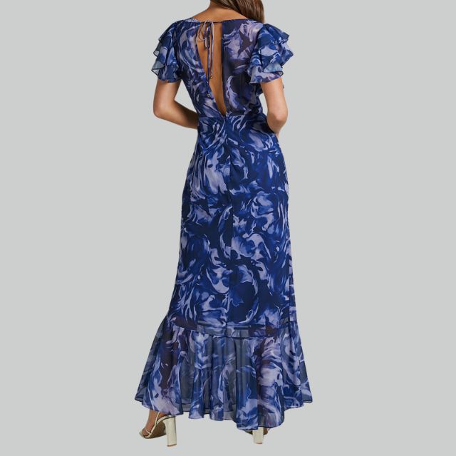 Ezrika | Damen Maxikleid mit Rüschen