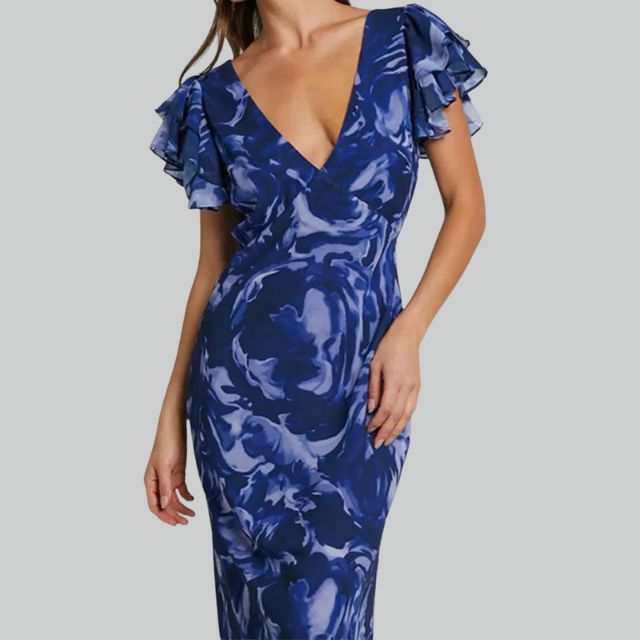 Ezrika | Damen Maxikleid mit Rüschen