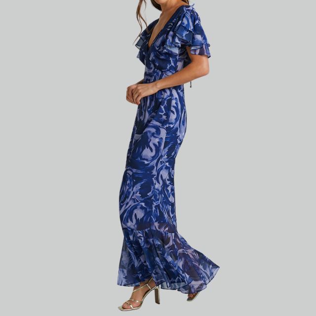 Ezrika | Damen Maxikleid mit Rüschen