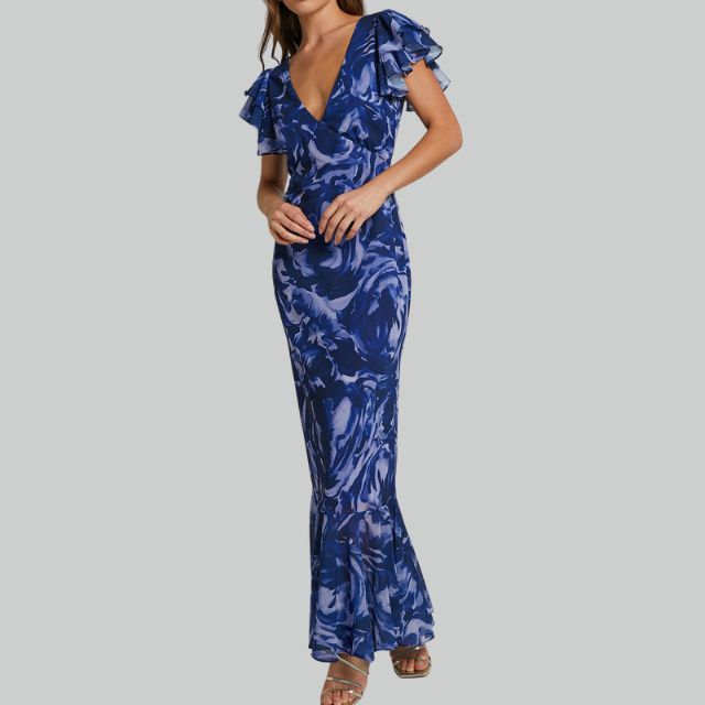 Ezrika | Damen Maxikleid mit Rüschen