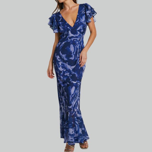 Ezrika | Damen Maxikleid mit Rüschen