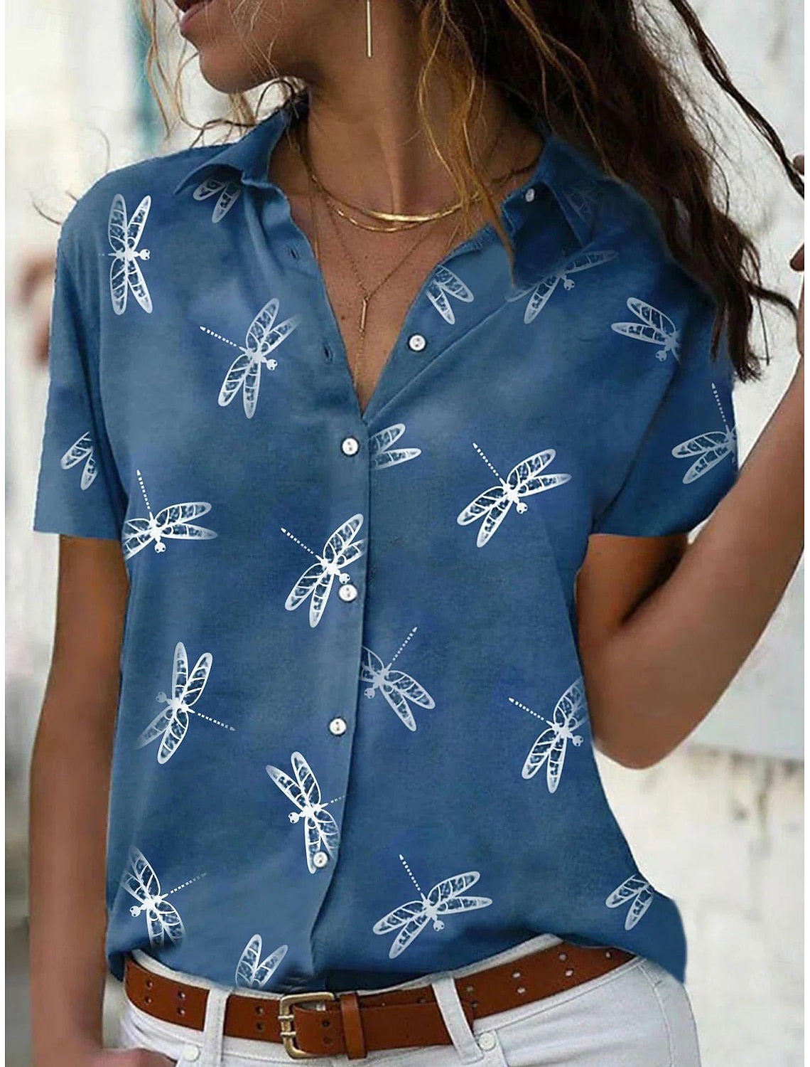 Entspannte Passform Damen Kurzarm Sommer Shirt - Zofie