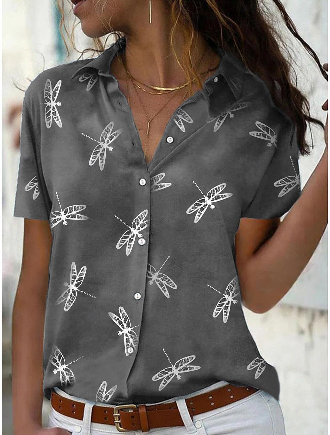 Entspannte Passform Damen Kurzarm Sommer Shirt - Zofie