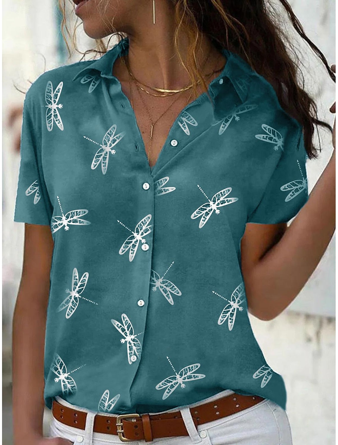 Entspannte Passform Damen Kurzarm Sommer Shirt - Zofie