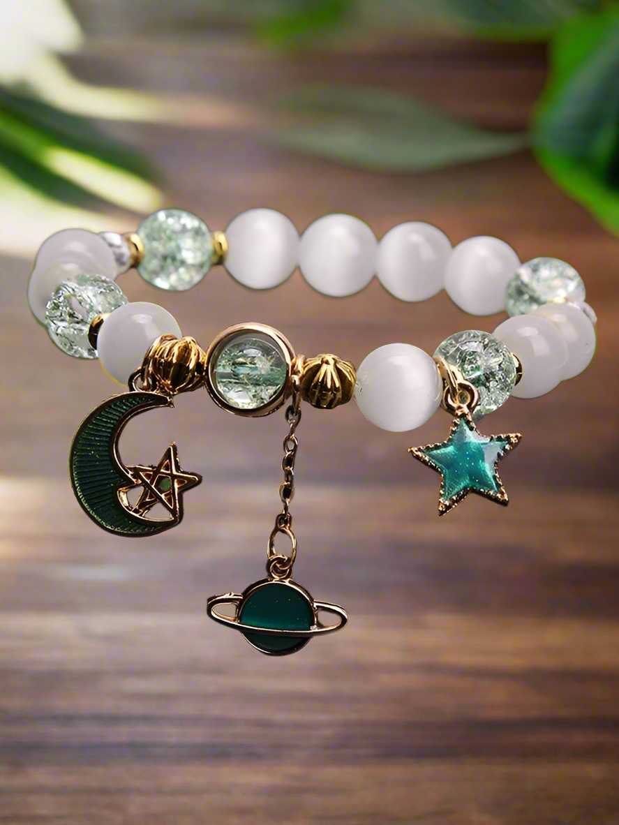 Stern & Mond Perlenarmband | Kosmische Eleganz für Ihr Handgelenk