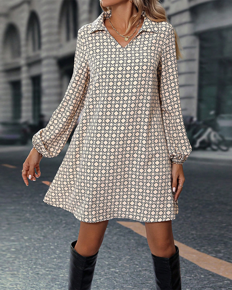 Hazel | Langärmeliges bedrucktes Kleid