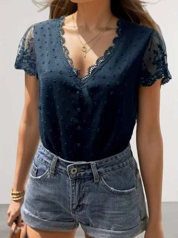 Elegante Sommerbluse mit V-Ausschnitt  - Christiane