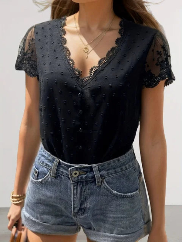 Elegante Sommerbluse mit V-Ausschnitt  - Christiane