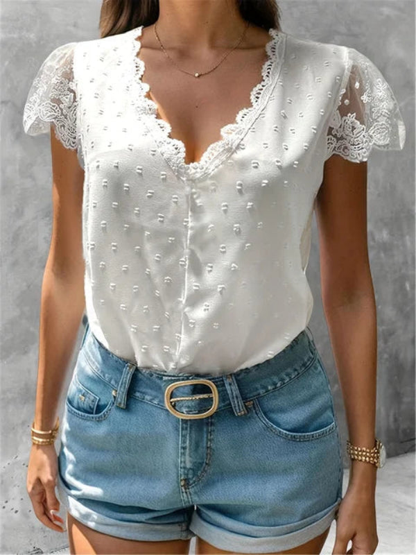 Elegante Sommerbluse mit V-Ausschnitt  - Christiane