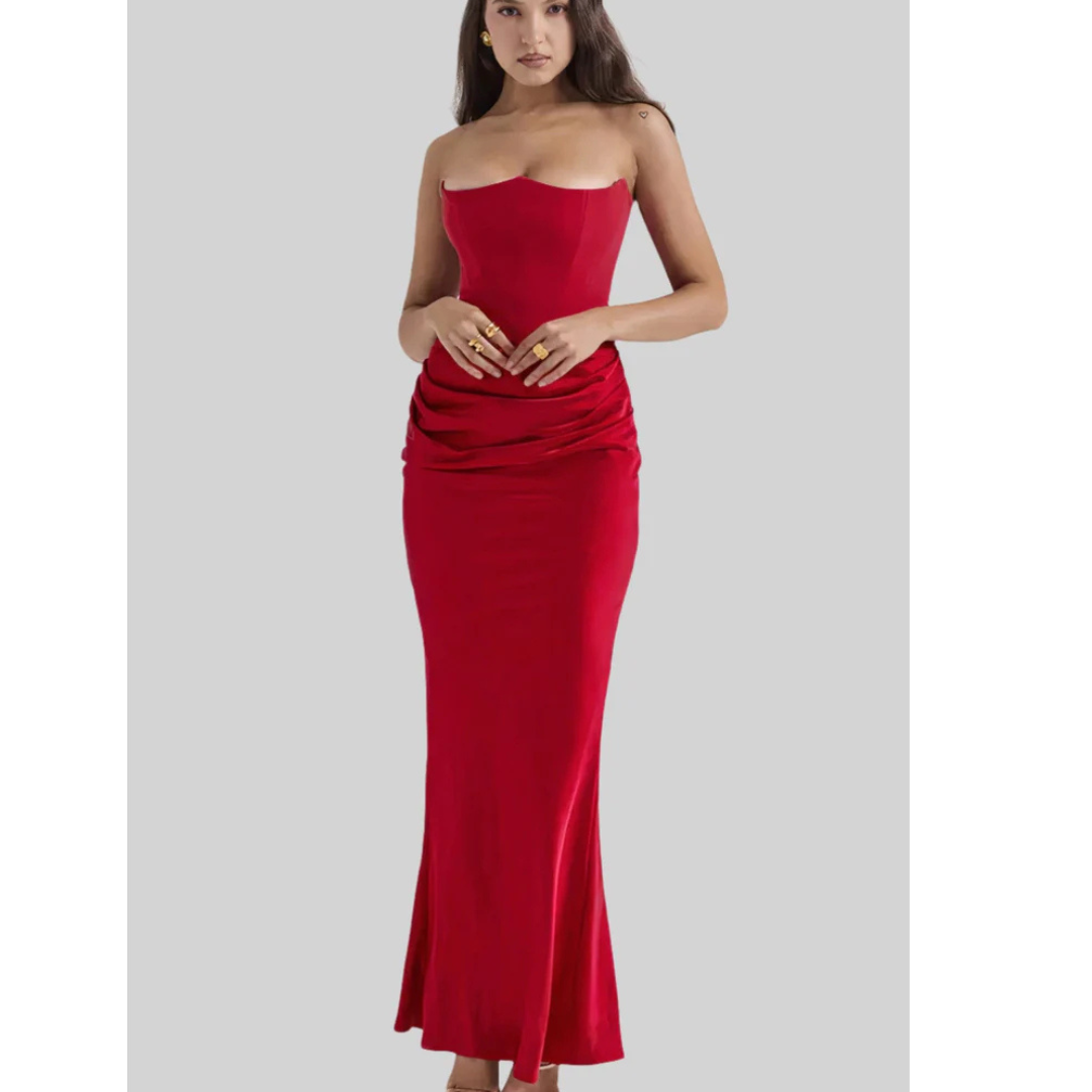 Damen Bandeau Elegant Kleid | Maxi