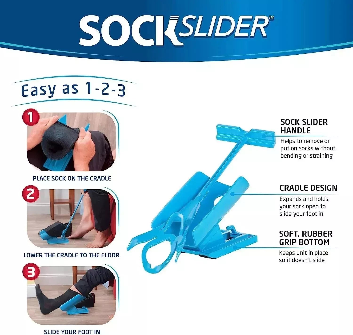 SockSlider™ - Socken mühelos auftragen!