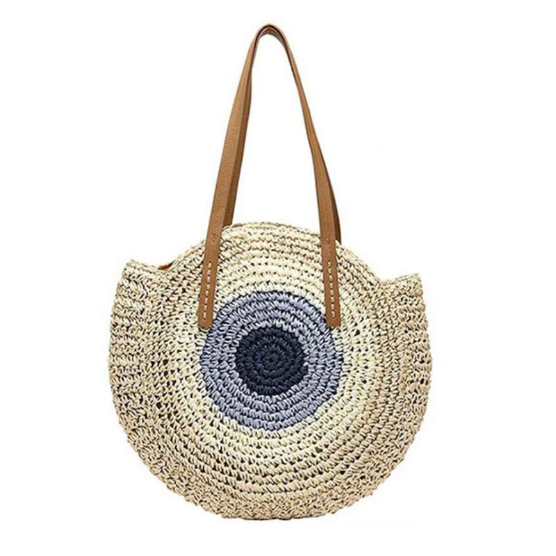 SandSling™ | Runde Stroh Vintage Strandtasche